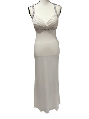 Hailey Logan by Adrianna Papell White Maxi Gown with Beaded Straps